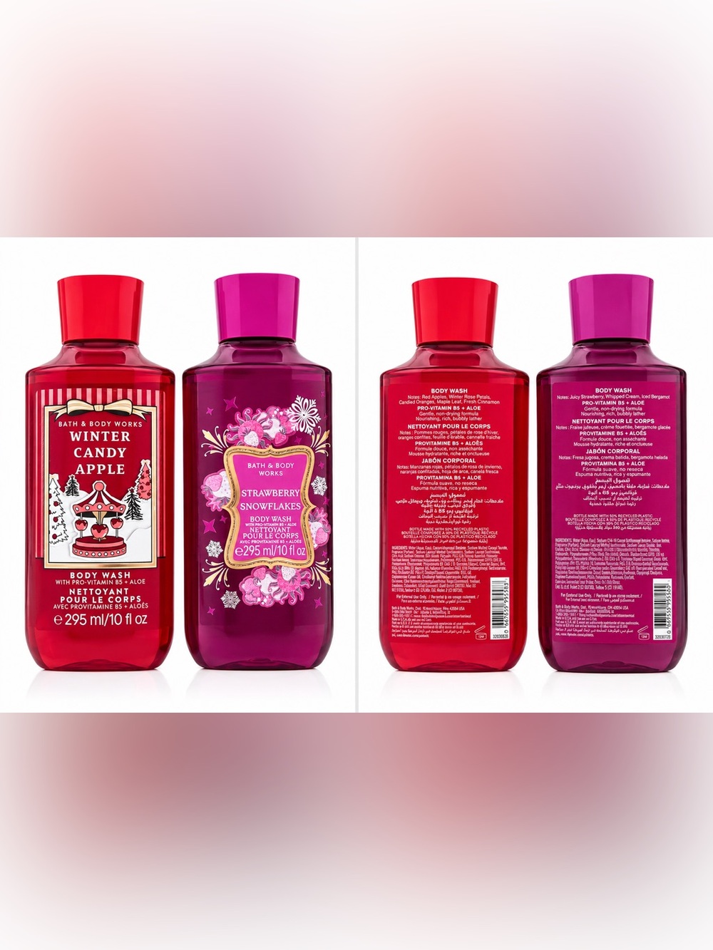 Bath & Body Works Holiday Body Wash Bundle Winter Candy Apple & Strawberry